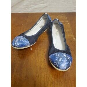 Italeau Stella Ballet Flats Blue Suede Snake Waterproof Suede Size 8 US 38.5 EU